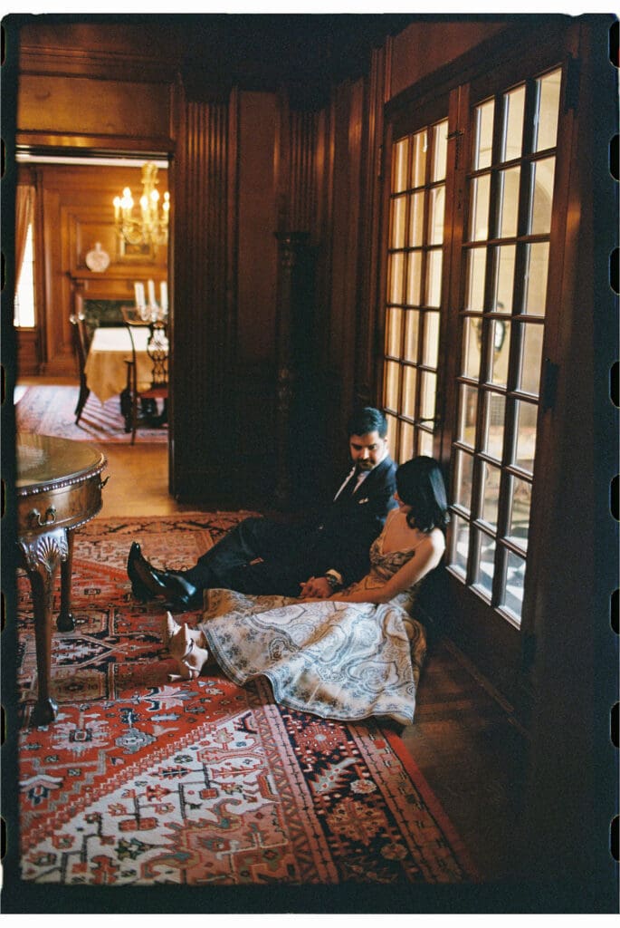 Masoud and Nahal during their romantic Aldredge House engagement session in Dallas, Texas